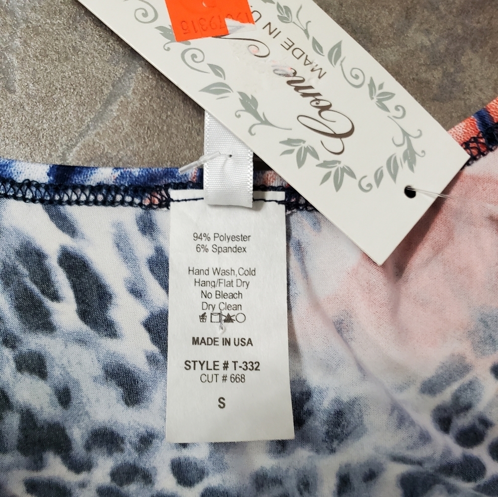 NWT Come n See Top Sleeveless Swing Asymmetrical Tank Leopard Animal Floral - Picture 5 of 5